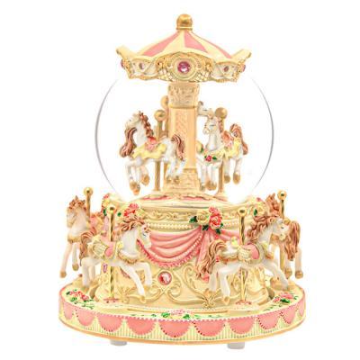 China Memories& Gifts& Hot Birthday Valentine Christmas Gift Decoration Anniversary For Wife Women Kids Roll Up Carousel Music Box Snow Globe Present for sale