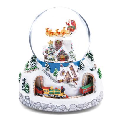 China Crystal Ball Merges with Music Box Modern Design Resin Snow Globe Gifts Shape Snowman Christmas Globes Decoration Christmas Music Box for Lights for sale