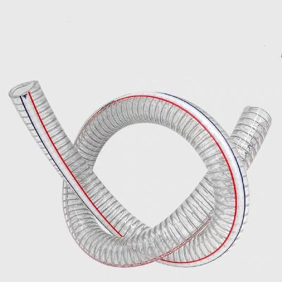 China Lightweight PVC Spiral Steel Wire Reinforced Hose Food Grade PVC Hose SS Cable Helix Tube PVC Flexible Hose Food Grade for sale