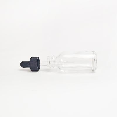 China Wholesale Cosmetic e Liquid Dropper Bottle 30ml Boston Glass Round Clear Bottle With Dropper for sale