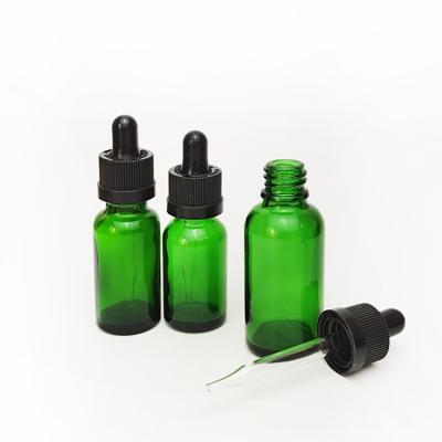 China 20ml 30ml 50ml 100ml Green Essential Oil Bottle 1oz Cosmetic Luxury Glass Dropper Bottle Fast Delivery for sale