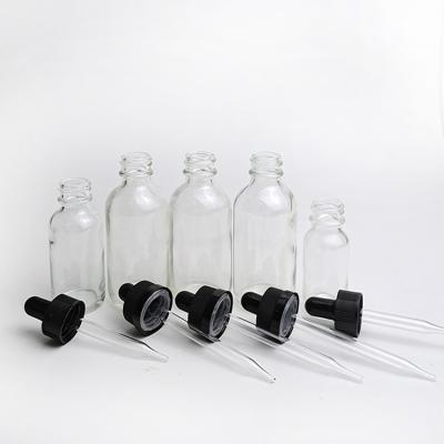 China 15ml 30ml 60ml Wholesale Custom Clear Round Cosmetic Dropper Glass Oil Bottle for sale