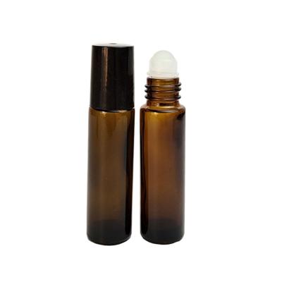 China 10ml Cosmetic Empty Amber Glass Essential Oil Bottle With Roller On for sale