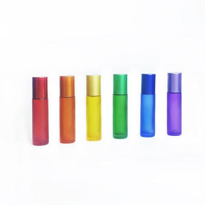 China 10ml Cosmetic Frosted Stainless Steel Roller Bottle Roller Bottle Colorful Steel Ball Roller for sale