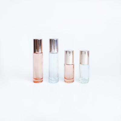 China Cosmetic Bottle 5ml 10ml Pink Roller Glass Glass Bottle With Glass Rollerball for sale