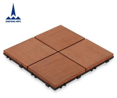 China Outdoor Durable Wooden Anti-slip DIY WPC Flooring Prefab Balcony Platform Tiles XF-N010 300*300*25 mm for sale