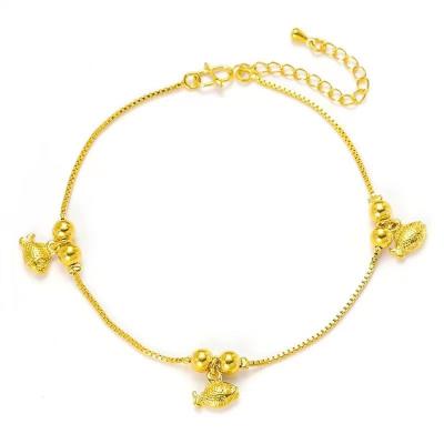 China New simple and personalized lead free nickel free quicksand gold anklet bracelet female jewelry for sale