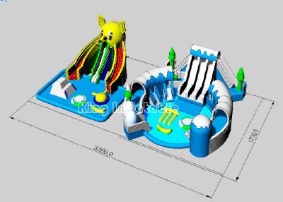 China 0.9MM PVC Tarpaulin Big Bear Inflatable Water Park With Large Blue Swimming Pool for sale