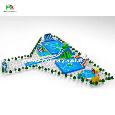 China Grote waterpark opblaasbare waterslide zwembad pretpark opblaasbare grond waterpark spelletjes Te koop