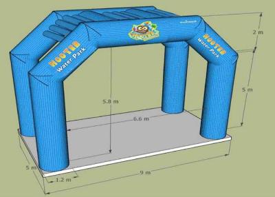 China 23 voeten de Groene van de de Stoffen Opblaasbare Ingang van Oxford Boog voor de Ingang van het Waterpark Te koop