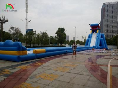 China Waterpark glijbanen Grappig waterpark waterspelen Nieuw ontwerp waterspeelapparatuur opblaasbare lange waterglijbaan Te koop