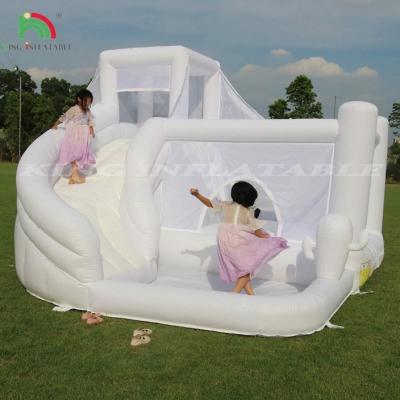 China White Inflatable Bounce Combo Bouncy Castle House Kids Water Slide With Ball Pit for sale