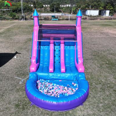 China Commercial 100% PVC Double Lane Inflatable Water Slide Outdoor Wet Dry Big Water Slides With Splash Pool for sale