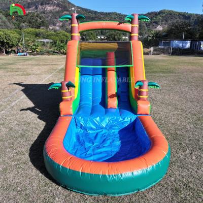 China 21x9x12FT Commercial  Grade PVC Bounce House Inflatable Water Slides Tropical Slide With Splash for sale