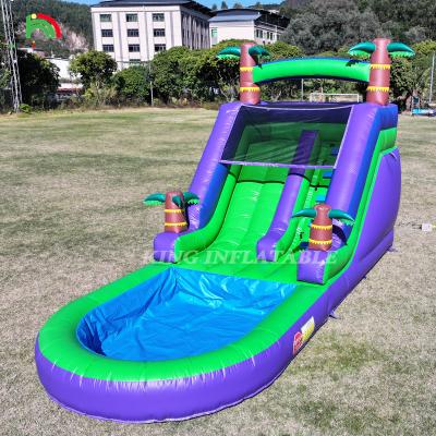 Chine Commercial PVC gonflable toboggan d'eau de jardin extérieur enfants toboggan d'eau avec plus grande piscine et souffleur d'eau 1100W à vendre