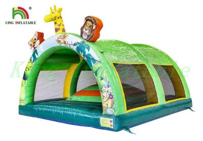 China Colorful Wild Animal Inflatable Bouncy Tent Kids PVC Bouncer With Small Hill for sale