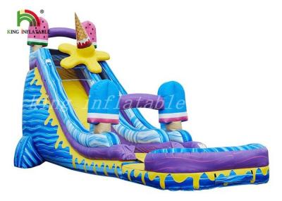 China Colorful Ice Cream Inflatable Water Slide Single Lane Fire Retardant for sale