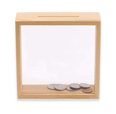 China Wooden Decorative Shade Storage Wooden Frame Piggy Bank for sale