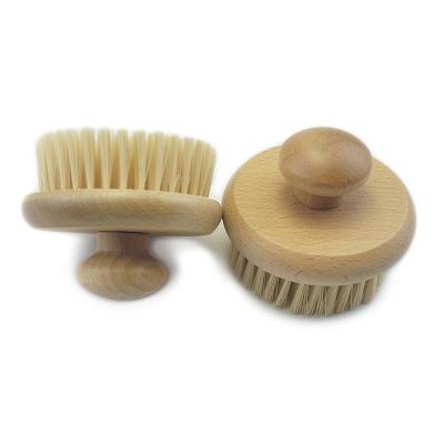 China Natural Body Sisal Bristle Massage Body Brush with Beech Wood Knob, Plant Bristle Bath Brush for sale