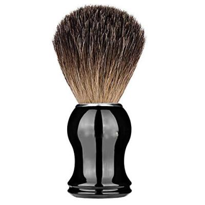 China Shaving Brush 100% Genuine Pure Badger Hair Straighten Shaving Brush Black Handle for sale