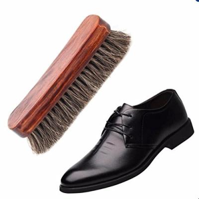 China Shower Shoe Wood Shine Brushes Large Horsehair Brush for Shoes, Boots, Bags and Other Leather Care for sale