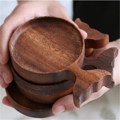 China Sustainable Custom Creative Wooden Coaster With Handle , Lovely Fish Shape Food Dish For Snacks for sale