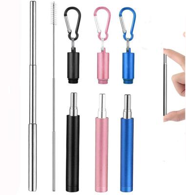 China 2021 Hot Selling Viable Stainless Steel Straw With Metal Telescopic Case Main Chain Cleaning Brush for sale