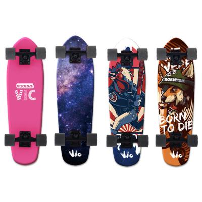 China Adult 27 Inch Fish Cruiser Skateboard Big Four Wheel PU Cruiser Skateboard For Adult for sale