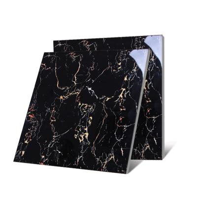 China Polished Black NANO With Gold Floor And Wall Interior Design Polished Glazed Porcelain Marble Tile Texture for sale