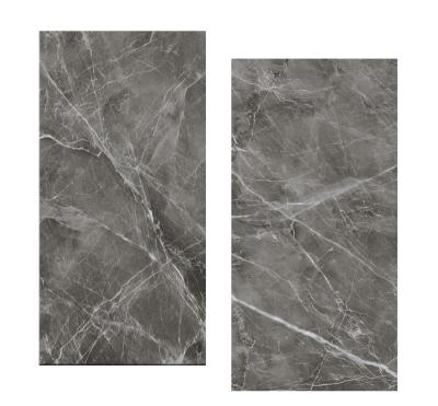 China Modern Dark Gray High Glossy Polished Faux 24x48 Porcelain Marble Tiles for sale