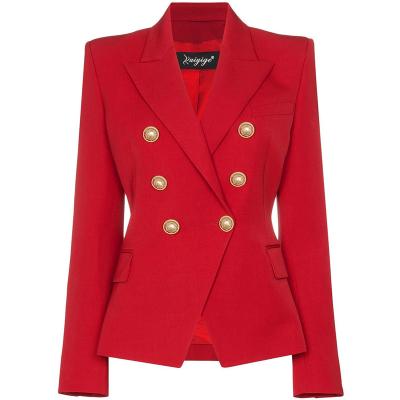 China High Quality Breathable Coats For Ladies Double To Button Solid Color Women Blazers Off Lady New Model Suits for sale