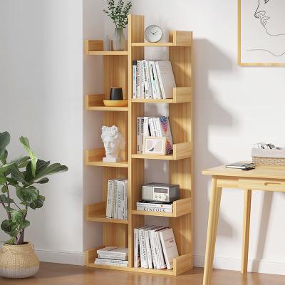 China 5 Shelves Convertible Wall Display Wall Book Shelves White Wood Tree Shelf for sale