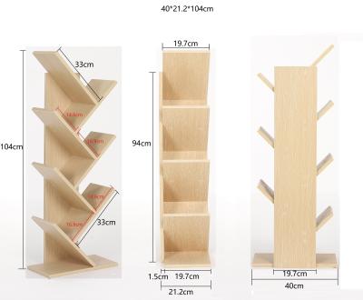 China Convertible Tree Shelf 47Tier Book Storage Organizer Wooden Shelves Floor Standing Bookcase Storage Rack For Office Home School Shelf for sale