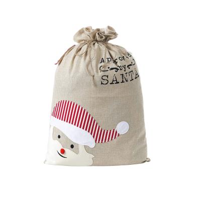 China Christamas Decoration G417 Santa Claus Reindeer Embroidered Burlap Santa PCP Bags for sale