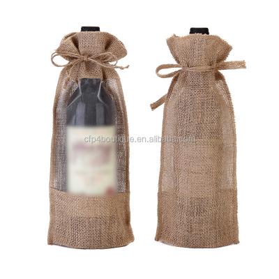 China B045 Recyclable PCP Stored Burlap PVC Monogram Gift Wine Bag for sale