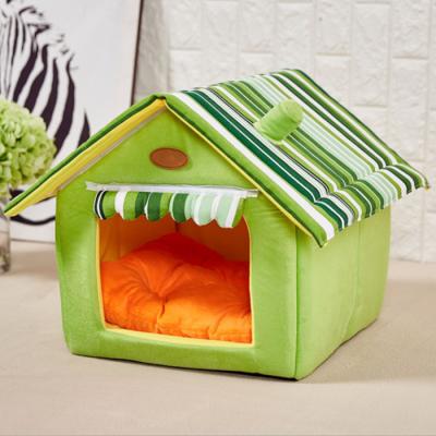 China Viable Cage House Felt Small Collapsible Portable Winter Small Luxury Canopy Covered Soft Bed Dog Nest Indoor Cat House for sale