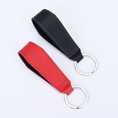 China New Luxury Gift Accessories Leather Round Buckle Leather Car Key Chain Key Chain for sale