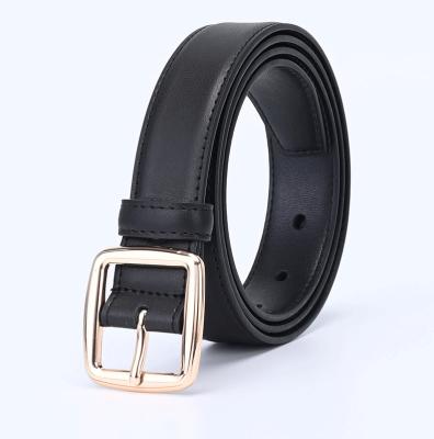 China Simple Promotional Custom Made Square Pin Buckle Design Fashion Ladies Luxury Genuine Leather Belt for sale