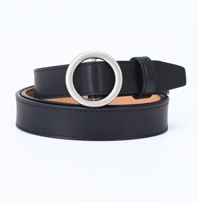 China New Custom Fashion Design Waist Round Retro Simple Buckle No Hole Ladies Casual Belt for sale