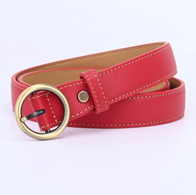 China Factory Direct Selling Plain Custom Women's Casual Multicolor Cowhide Belt Round Pin Buckle Women's Belt for sale