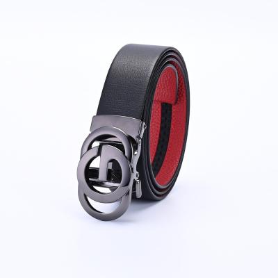 China Fashion design business leather buckle men's double-sided cowhide automatic belt custom made new simple belt for sale