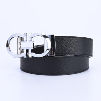 China Factory Direct Selling Logo Men's Custom Made Simple 8 Brand Word Automatic Buckle Luxury Genuine Leather Belt for sale