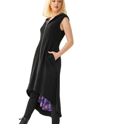 China 2022 high quality Anti-wrinkle crochet I outside sleeveless pattern graphic zipper plus size hoodie dresses for women for sale