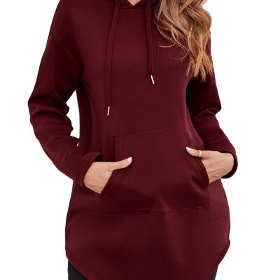 China high quality oversized hoodies women long drop shoulder pocket Anti-wrinkle kangaroo logo custom dress for sale