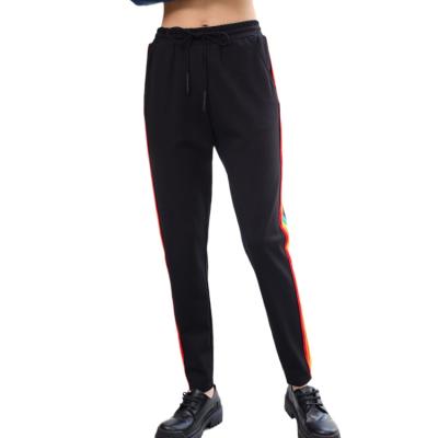 China Straight Side Ankle-Length Casual QUICK DRY Stripe Jogger Sports Sweatpant Women's Panties Solid Color Pants for sale