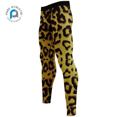 China Activewear Leopard Yoga Pants High Quality Sheer Breathable Tight Teams Custom Compression Sports Pants Tights Men Running Arm Warmers for sale