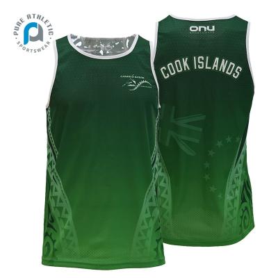 China PURE anti-shrink custom sublimated plain green anti-shrink printed wholesale unisex sports basic training upper singlets for men land rugby for sale