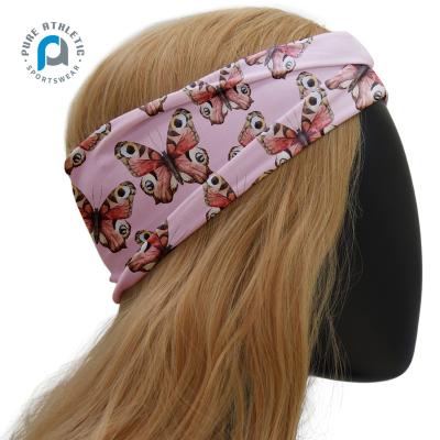 China 2021 Sheer Fabric Girls Fashion Butterflies Headband Sublimation Luxury Printing Hair Accessories For Women for sale