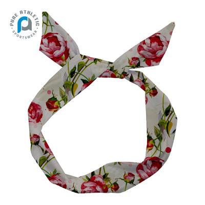 China Cozy soft vintage boho PURE flower printed custom hair accessories tiaras sublimation women headband bow for sale