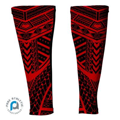 China High Quality Polynesian Red Black Red Black Sheer Universal Calf Elastic Compression Calf Elastic Sleeve Men for sale